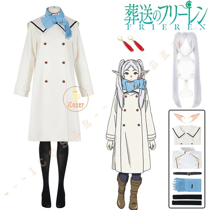 

Anime Frieren Beyond Journey's End Frieren Cosplay Costume Wig Dress Coat Scarf Winter on The Northern Lands Halloween for Women