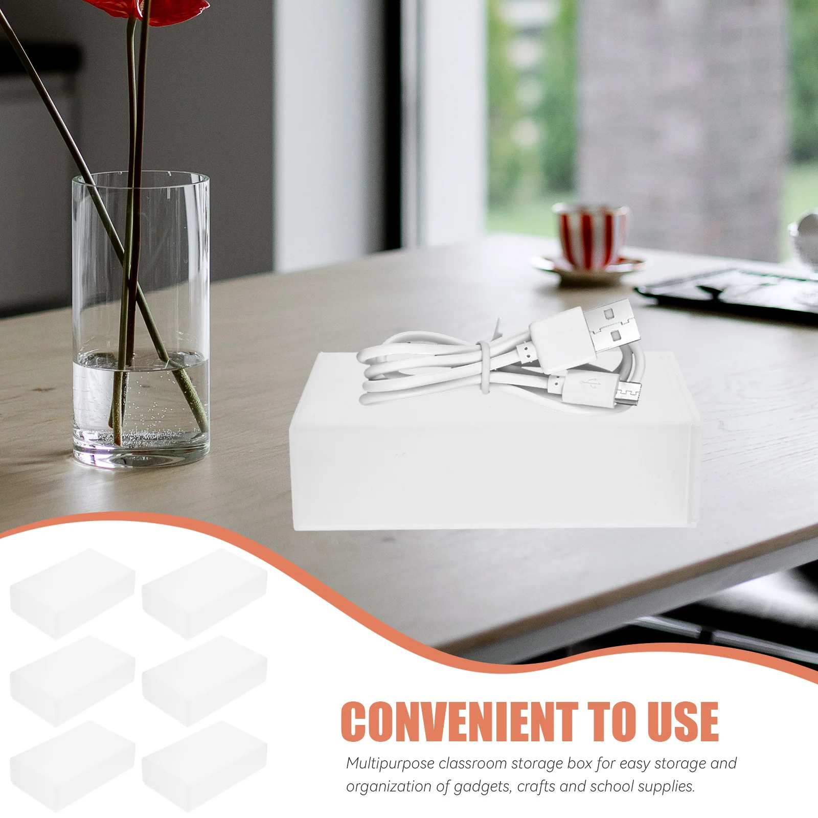 

1Set Plastic Storage Box Small Bead Organizer Travel Data Line Container Lids Labels Multipurpose Desktop Tidy Clean Simple Chic