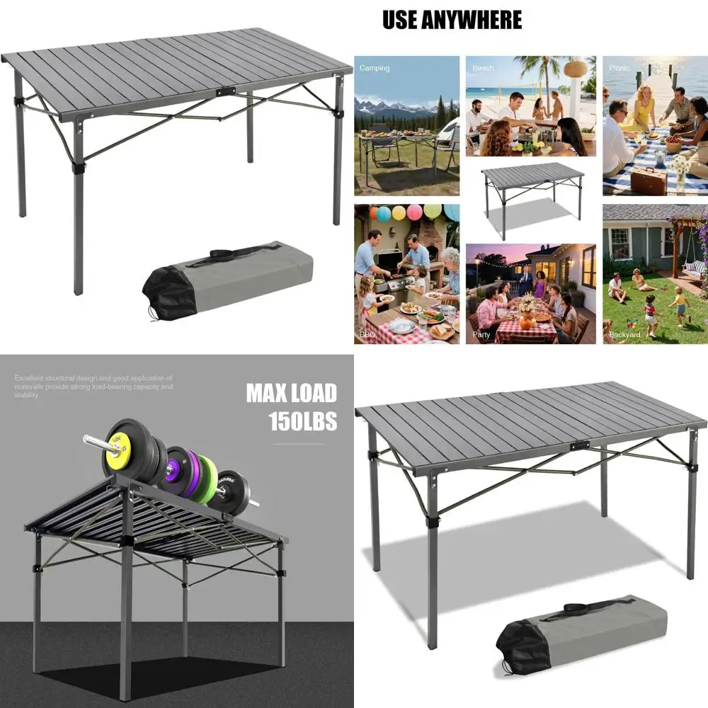 

Compact Folding Outdoor Table - Ideal for Camping, Picnics, BBQs, Beach, Tailgating, Parties, and Backyard Use - Lightweight, Du