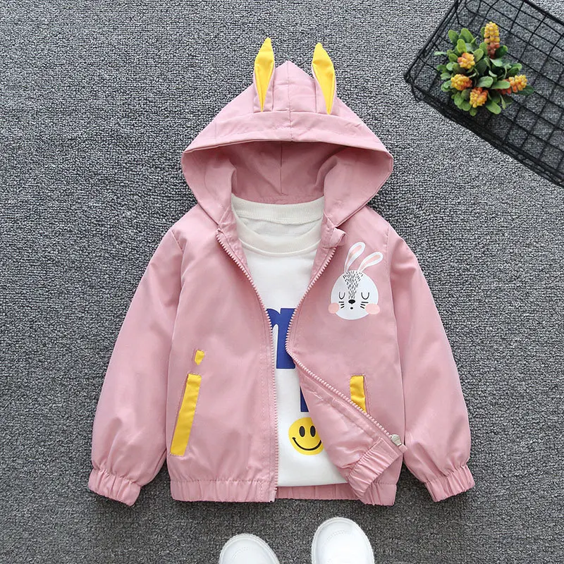 Autumn Little Girls Hooded Jacket Coats Spring Teenagers Children\'s Tops Kids Cardigan Windbreaker