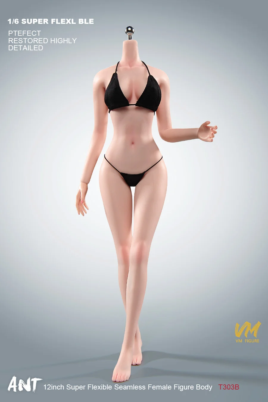 ANT T303 1/6 Makeup Seamless Big Breast Non Detachable Feet Body with Physiological Details 12'' Female Soldier Action Figure