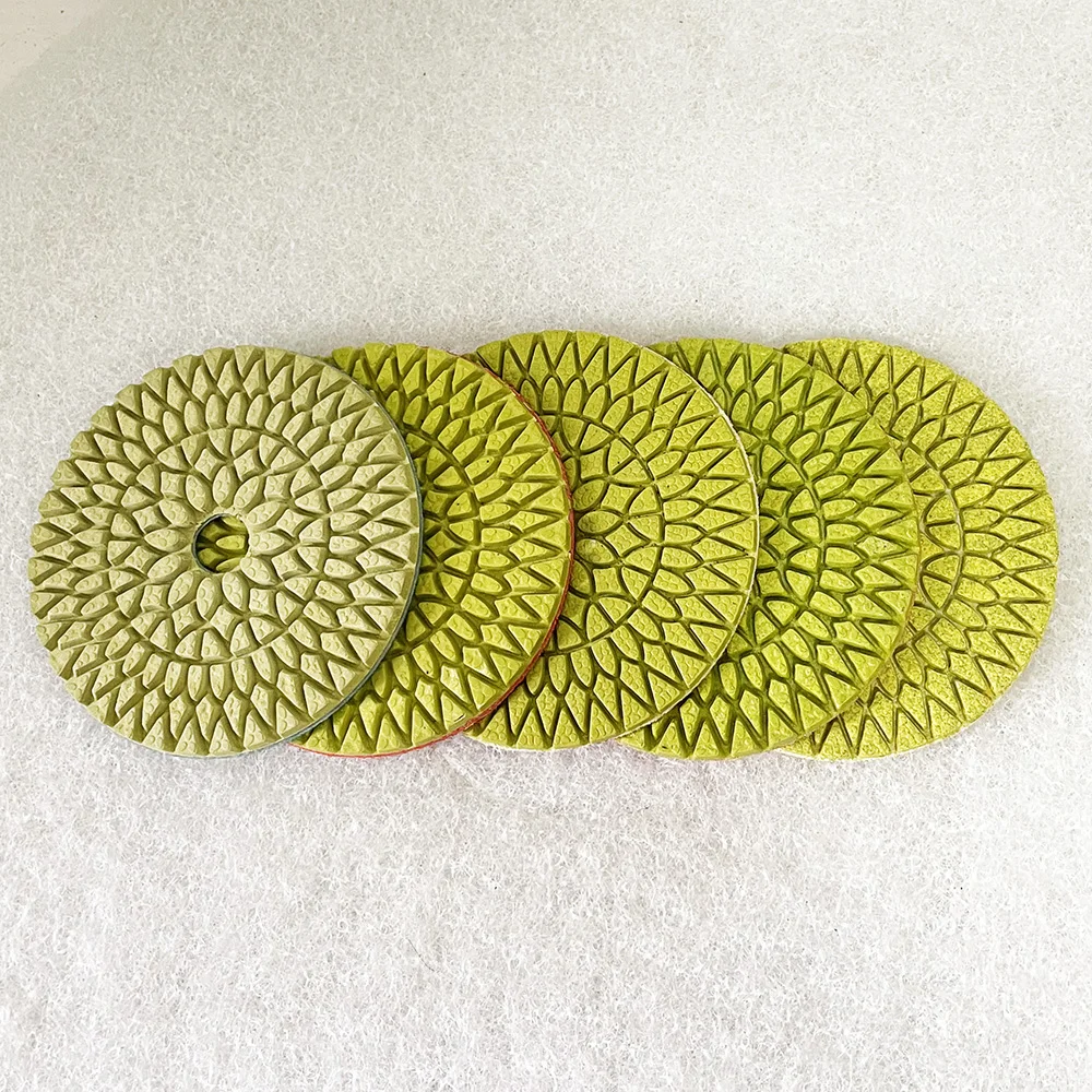 5Pcs 5-Steps Diamond Polishing Pad Flexible Wet Use Premium Diamond Polishing Tool For Grinding Marble Granite Concrete Floor