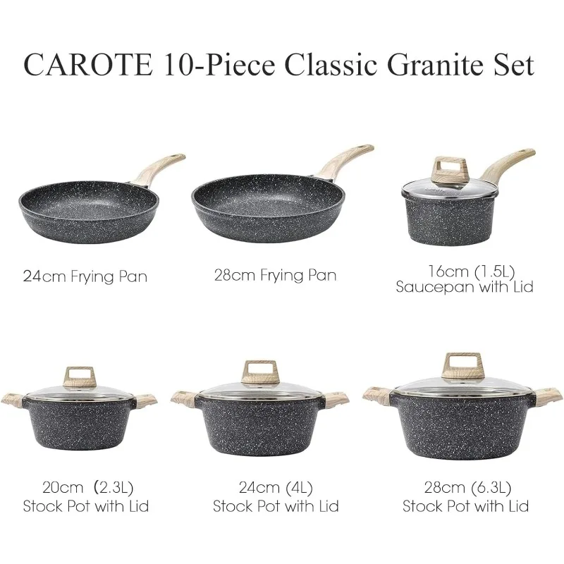 Nonstick Granite Cookware Sets 8 Pcs Stone Cookware Set,non stick frying pan set, pots and pans set