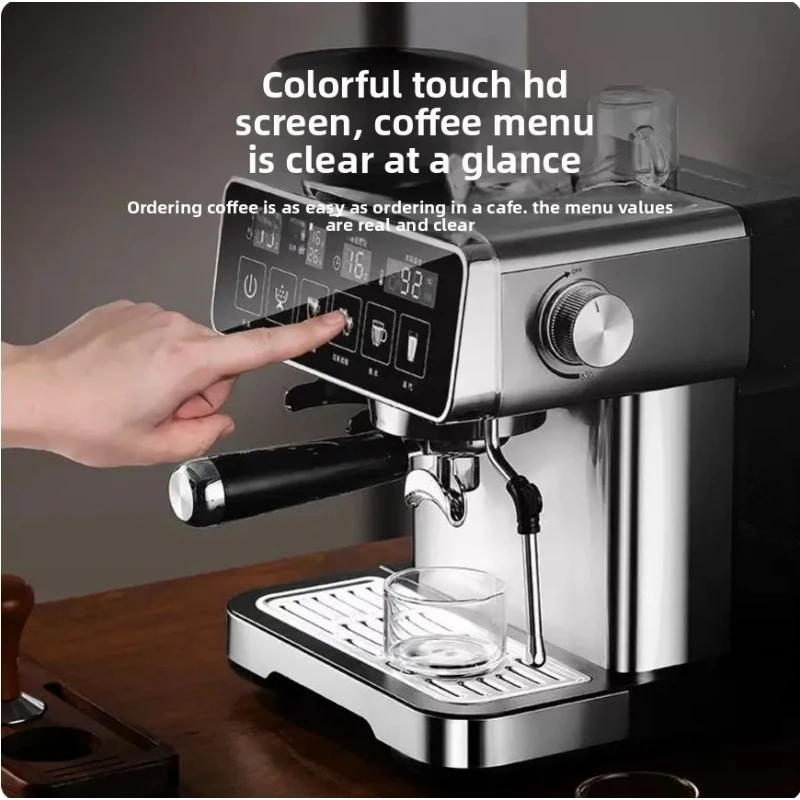 Stainless Steel Coffee Machine Espresso Maker Grinder Steamer Hot Water Dispenser All in One Home Office