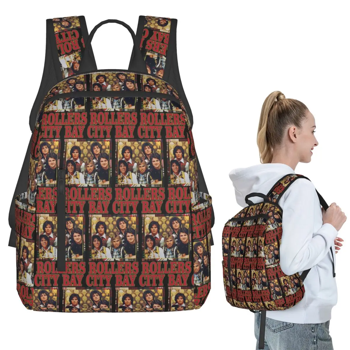 Band Bay City Rollers Music Rock Retro Vintage Backpack Student BookBag Kids School Bag Computer Shoulder Bags Boys Girls