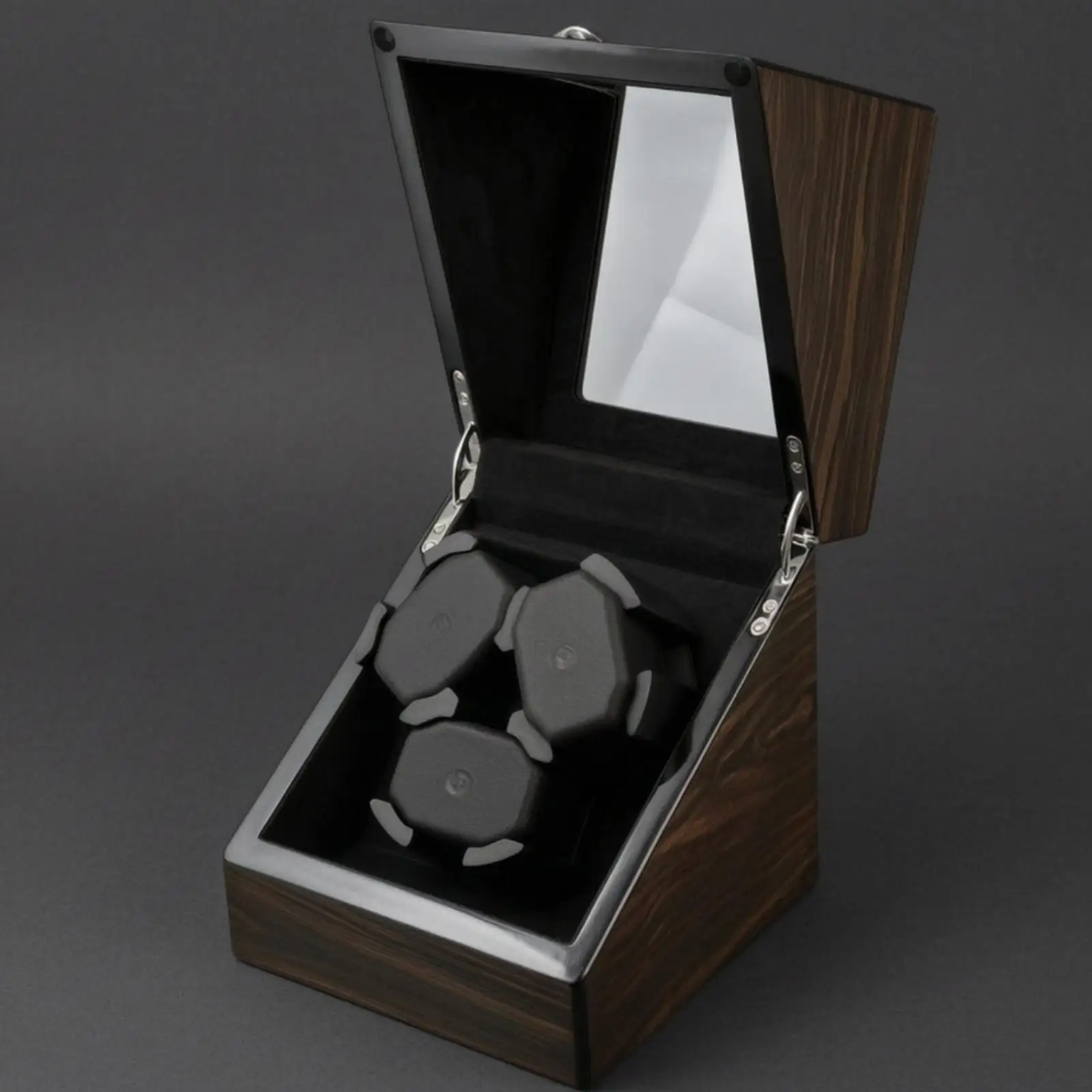 Automatic Watch Winder Box Wood-Grain 3-Slot Watch Winder Compact for Nightstand