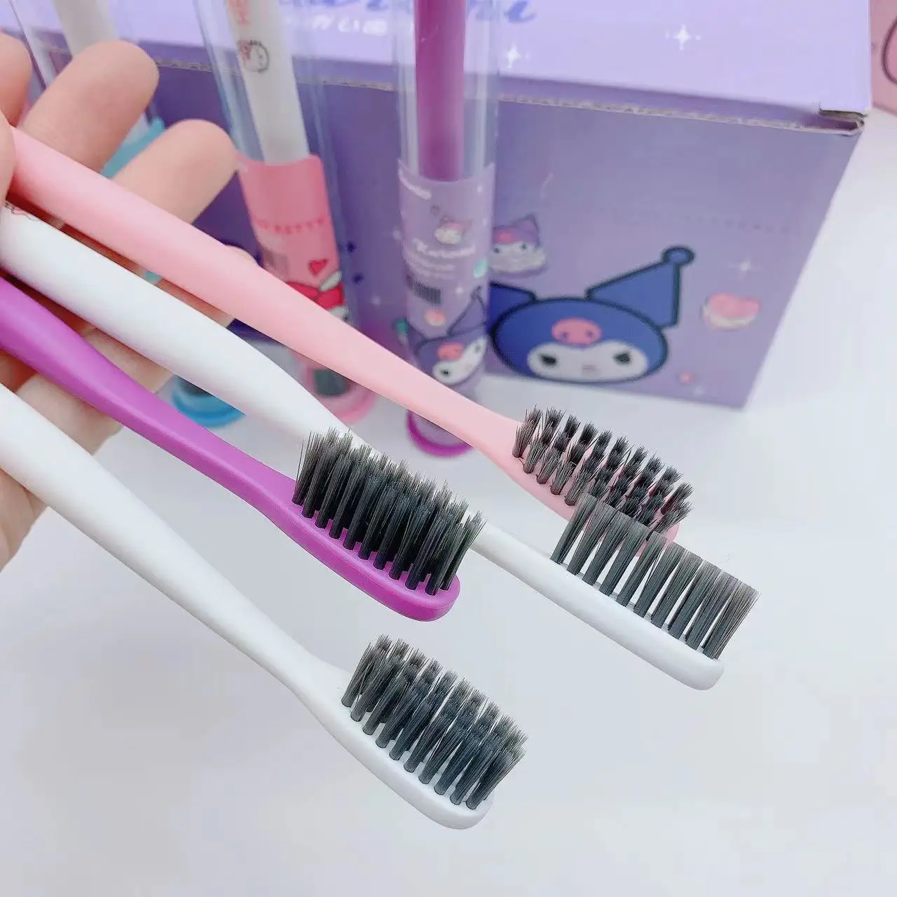 Hello Kitty Soft Toothbrush Cinnamoroll Kuromi Cartoon Student Adult Household Cleaning Toothbrush Travel Portable Child Gift