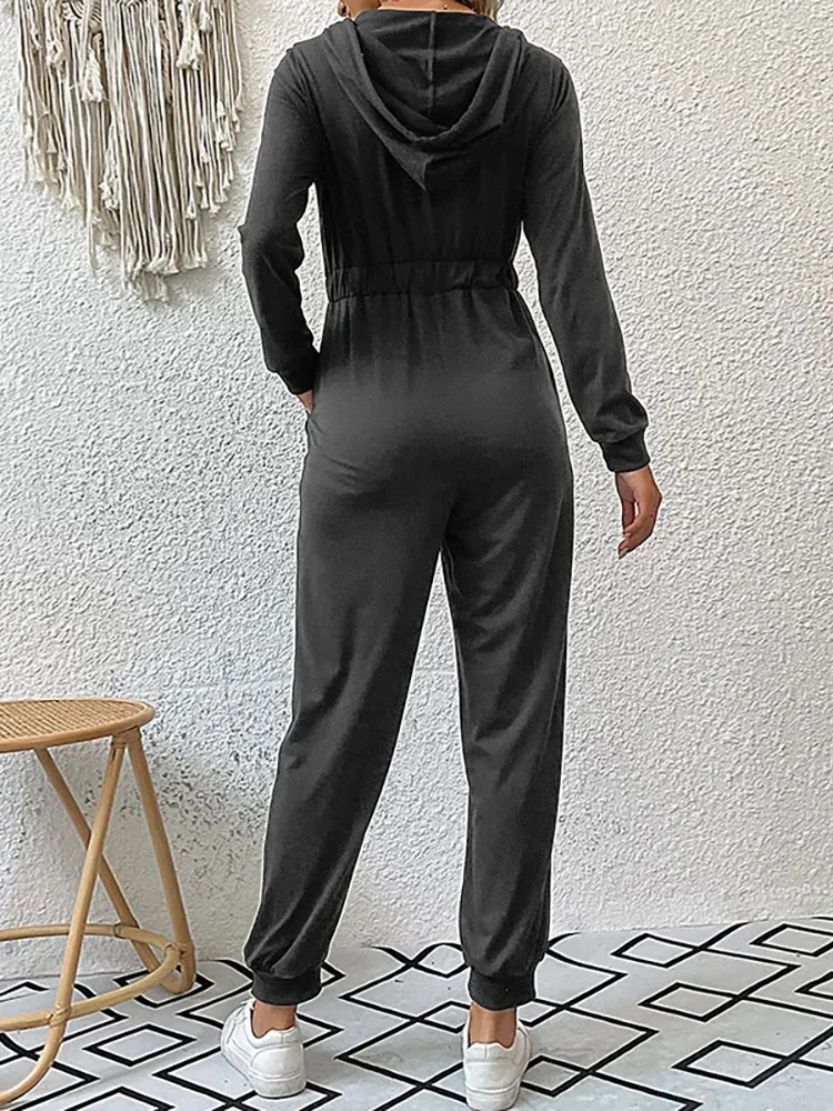 Monos con capucha a la moda para otoño y primavera, chándales con cremallera y capucha, ropa deportiva informal, pantalones con bolsillos, mono elegante, 2024