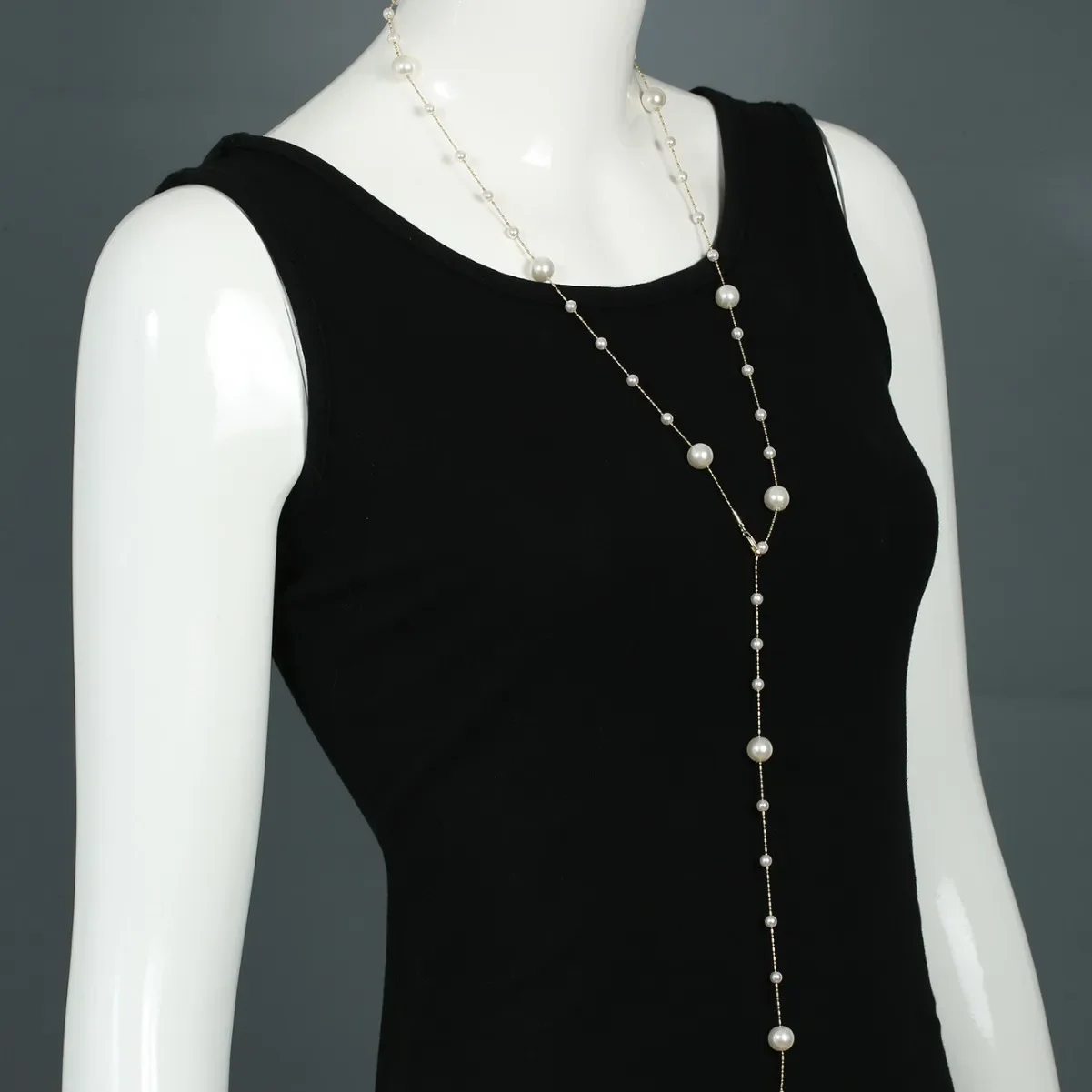 

Light Luxury 18K Gold Plated Pearl Tassel Long Y-Shaped Necklace Multi-wear Clavicle Chain Women Premium Party Jewelry Gift