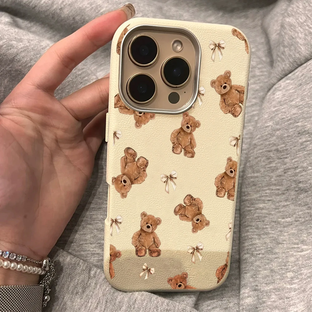 Funda de Teléfono con Osito de Peluche para Redmi 15C 14C 13C 4G, para Redmi Note 14 13 12 Pro+ 11 Pro 5G, Silicona Antigolpes, Cubierta Completa con Textura de Lichi