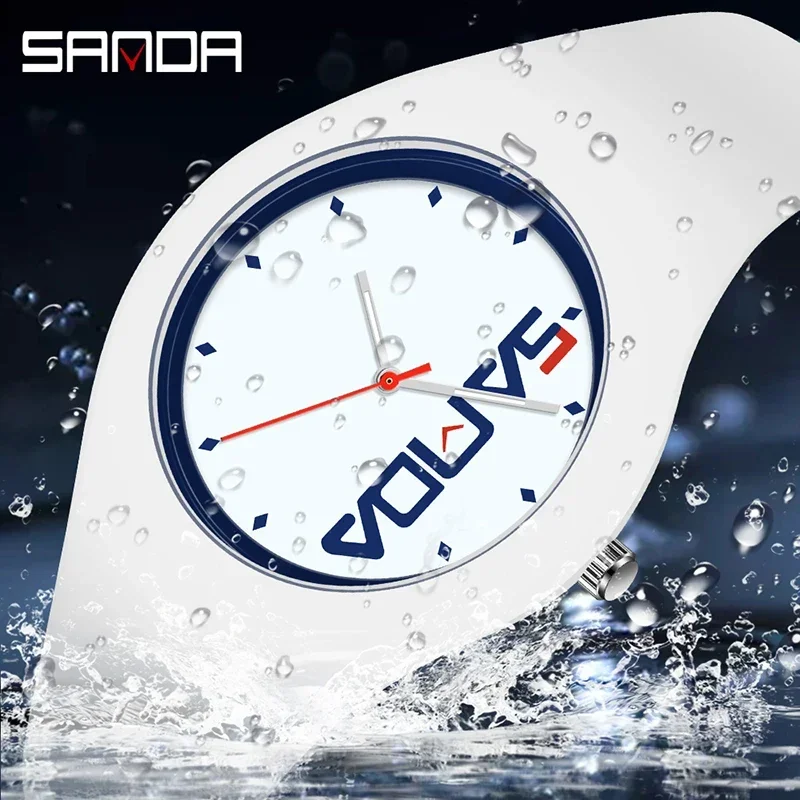 SANDA Casual Fashion Quartz Women Watch Trend Women Silicone Watch Waterproof 2023 New Womens Watches Gift Reloj Mujer 6076