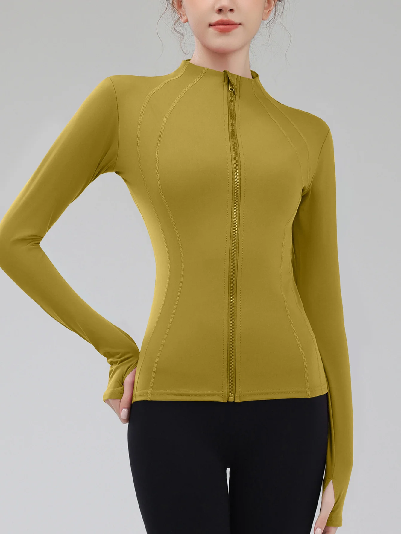 سترة نسائية أنيقة متعددة الاستخدامات وأكمام طويلة ورقبة عالية للخريف والشتاء أنيقة يومية كاجوال عادية