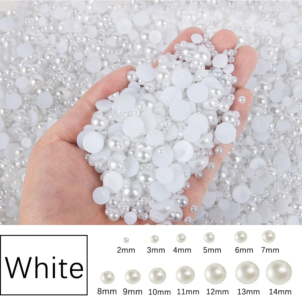 Mix Sizes Half Round Flatback Pearls Imitation Pearl Beads For Craft DIY Nail Craft Cups Shoes Clothing Decoration Accessories