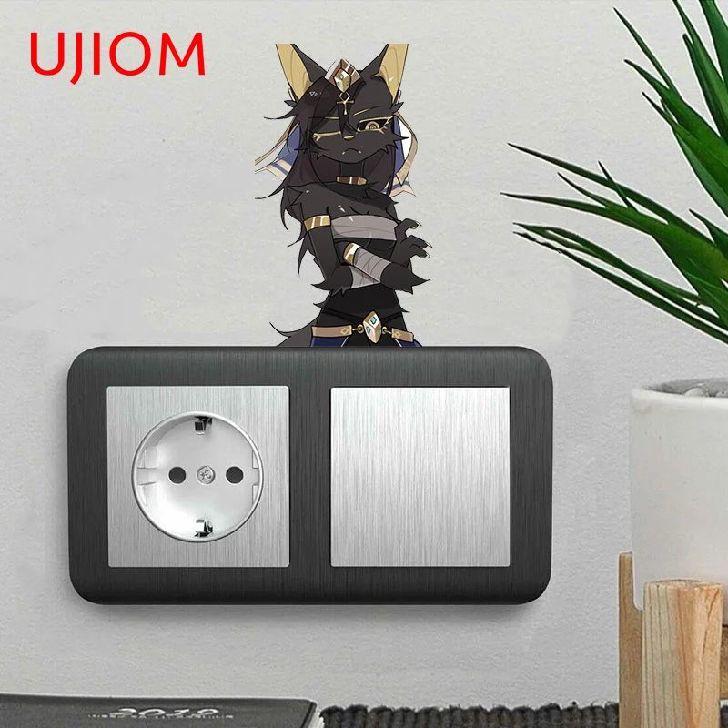 UJIOM 13cm x 7.7cm Furry Goddess Anubis Wall Stickers Creative Bathroom Vinyl Decals Waterproof Windshield House Decoration