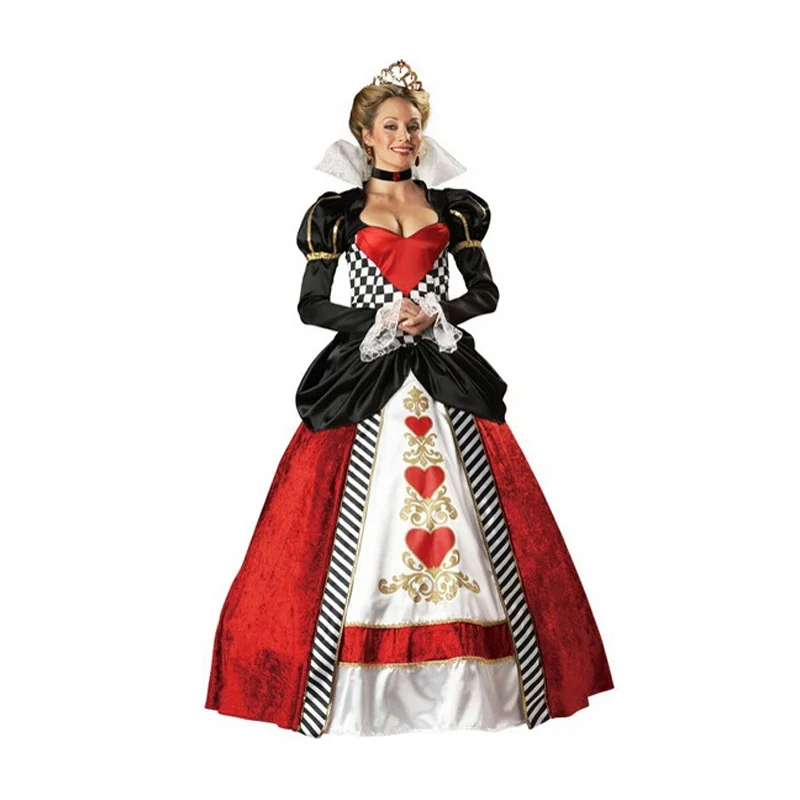 

TPRPCO Alice In Wonderland Cosplay Costume Queen Of Hearts Costume Red Queen Costume Female Elegant Dress Cosplay NL225