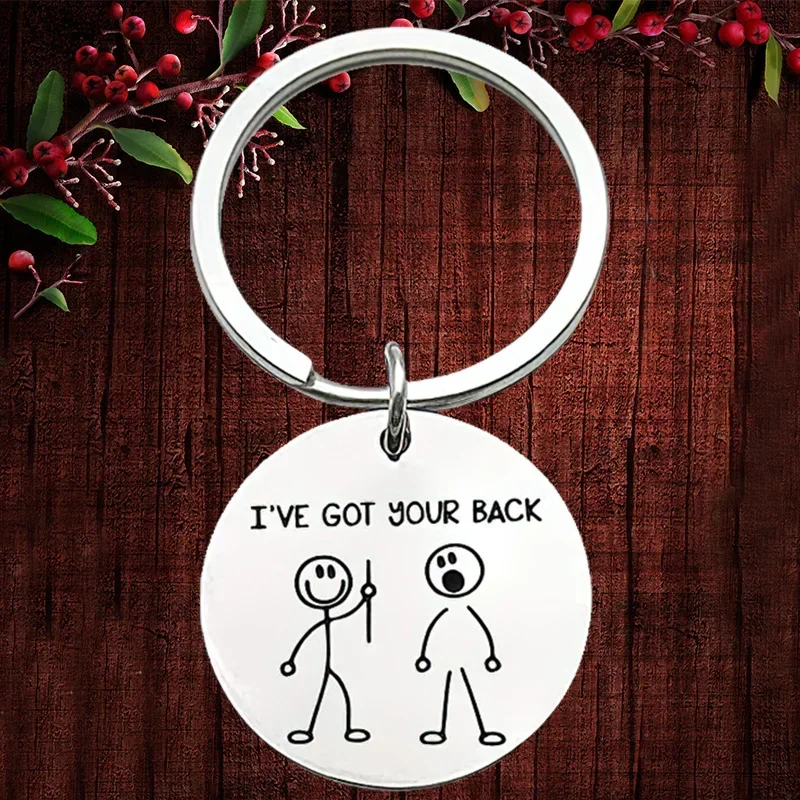 Charm Funny Gifts Best Friend Keychain Pendant I Got Your Back Stick Figures Key Chain Keyring Friends BFF Besties Companion