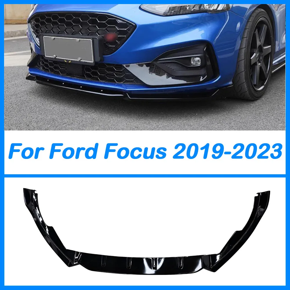 For Ford Focus ST Line MK4 2019-2023 ABS Black Front Bumper Lip Guard Diffuser Splitters Body Kit Protector Tuning Accessories