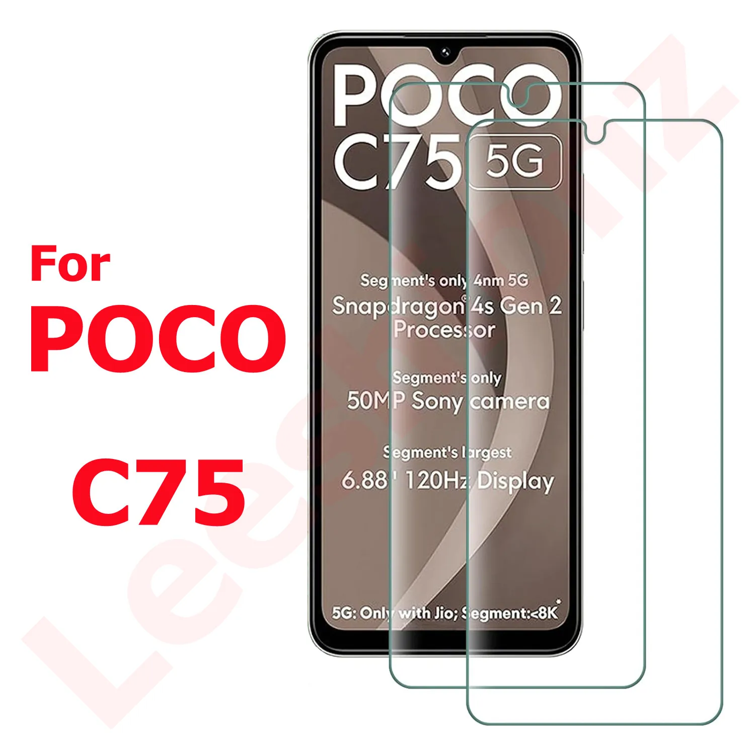 

For POCO C75 high strength 9H anti fingerprint hardness bubble free transparent Tempered glass