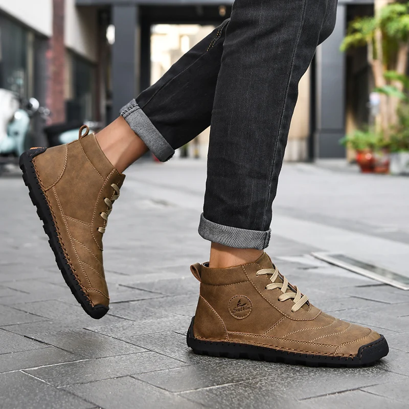 

Luxury High Quality Male Ankle Boots Retro Style Non-Slip Outdoor Treking Footwear Sneakers Handmade Lace-up Men's Hiking Boots