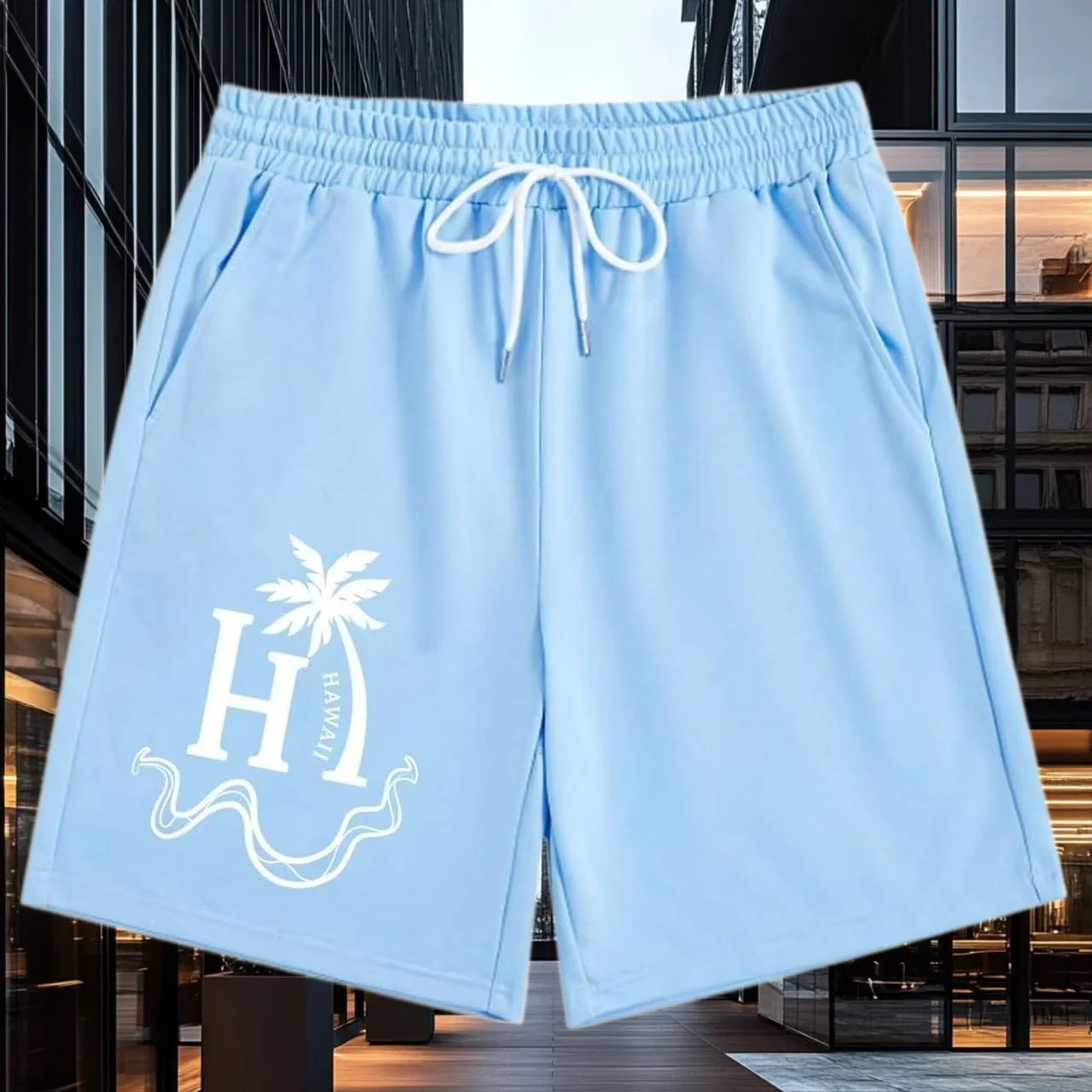 

25/26 Последние модные повседневные уличные мужские и женские шорты Y2K с буквенным синим элементом и 3D принтом, удобные и дышащие