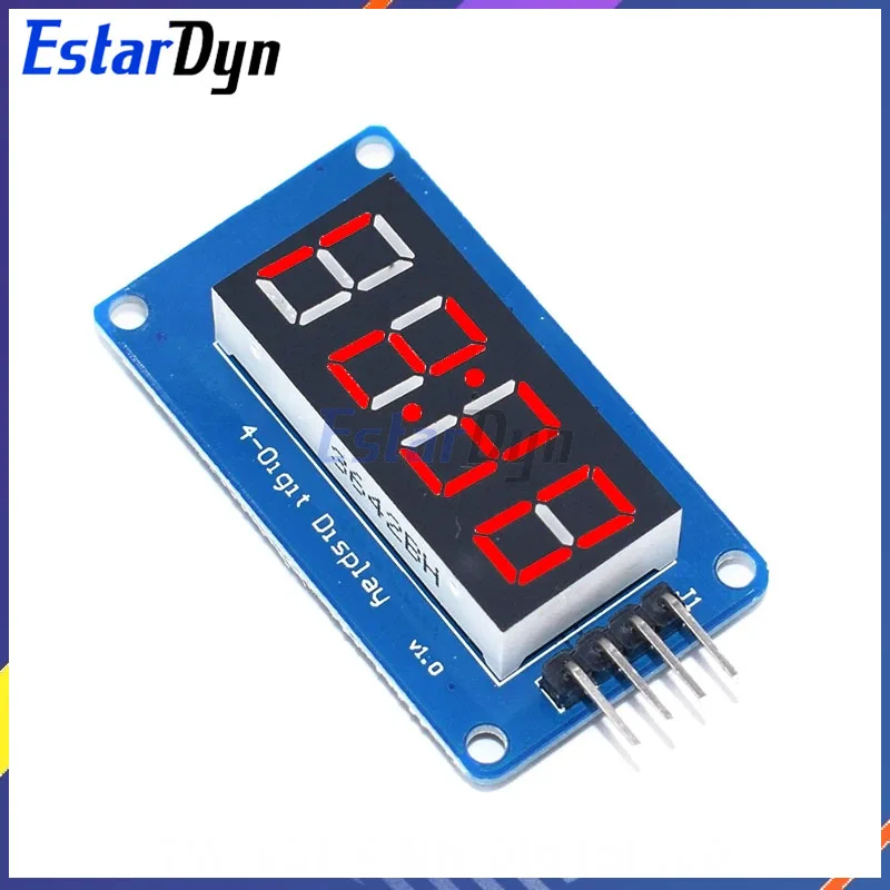 Estardyn Tm1637 4 Bits Digitaal Led Display Voor Arduino 7 Segment 0.36Inch Klok Rode Anode Buis Vier Seriële Driver Board Pack