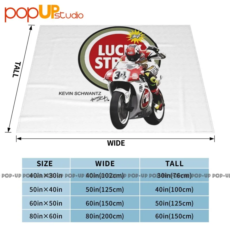 بطانية Kevin Schwantz Team Lucky Strike Signature فائقة النعومة، غطاء أريكة شتوي، أغطية سرير #5