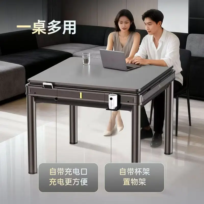 Silent automatic mahjong machine Universal household folding heating dining table Dual-purpose four-port mahjong table