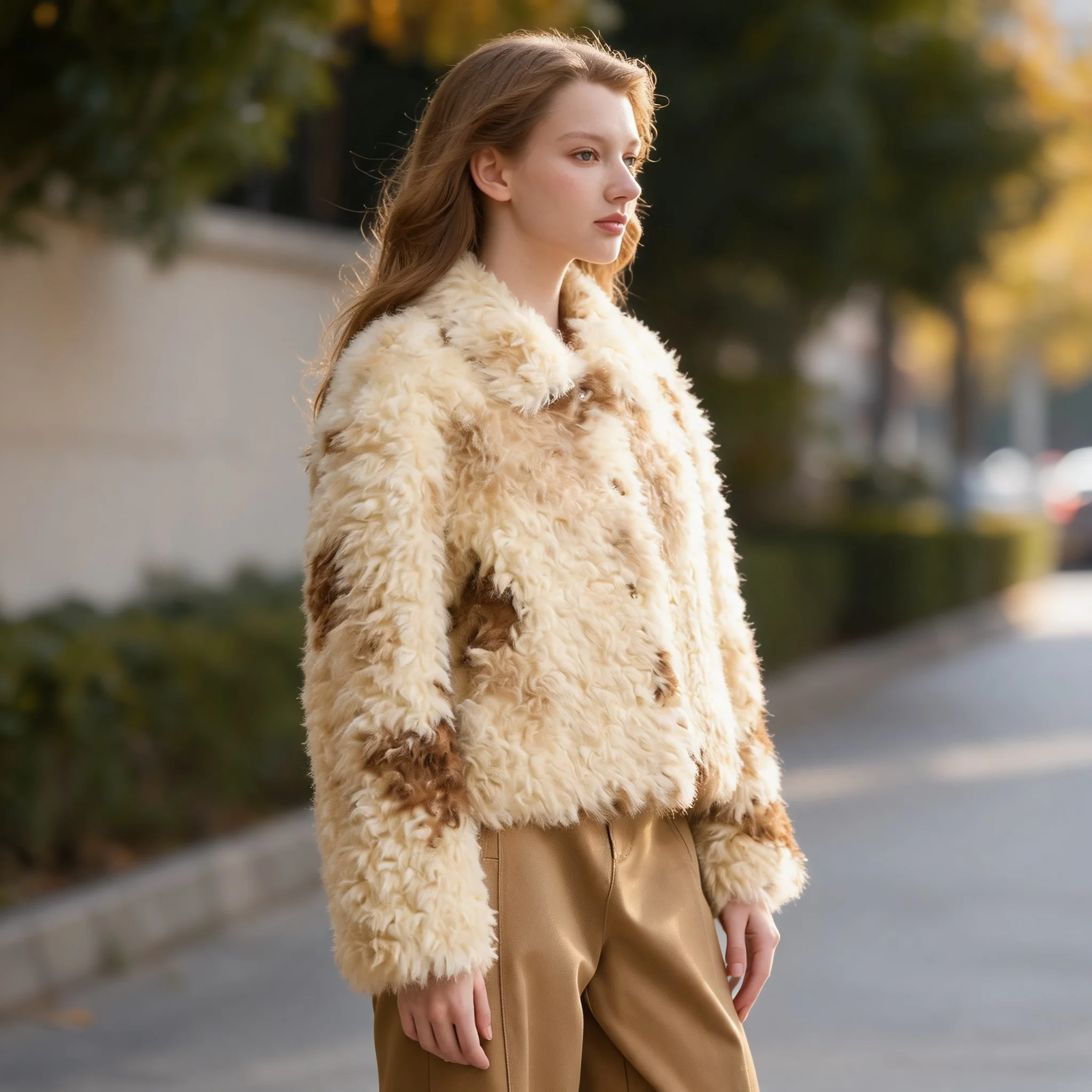 Turn Down Collar No Hood Coat Regular Length Sweet Style with Single Breasted Multi Button Closure Long Sleeve Women Jacket