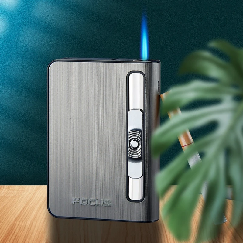 

10 Pack Cigarette Box Lighter, Refillable Gas Lighter, Red Flame Automatic Spray Windproof Lighter, Cigarette Box Gift