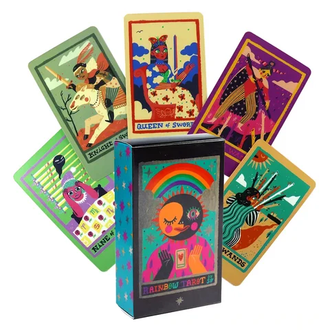 78 ชิ้นการ์ด/Deck Rainbow Tarot, Party Tarot การ์ดเกมสําหรับผู้เริ่มต้นที่มองไม่เห็นบทเรียนการ์ดสําหรับความรัก, ชีวิต Spiritual Guide