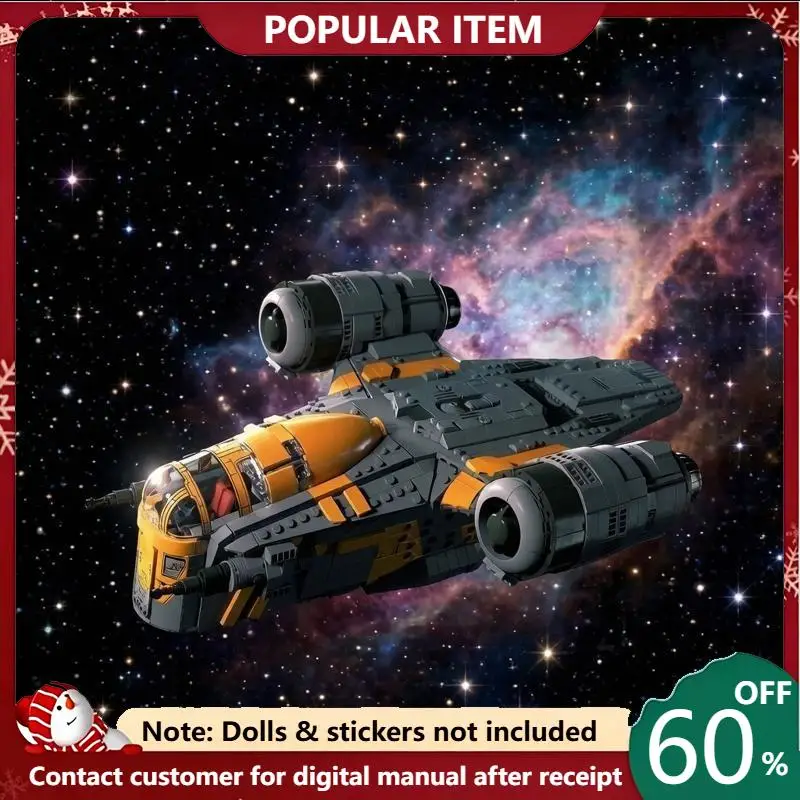 2007PCS Star Battle Space Freighter Building Block Set Twin Engines Detailed Cockpit Stunning Sci Fi Display Model Collectors