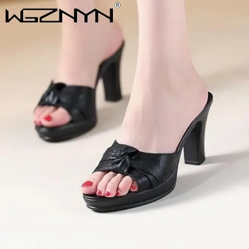 Summer 2024 Woman Shoes High Heels Sexy Block Heel Platform Slippers Women Wedding Shoes Slides Ladies Office Shoes