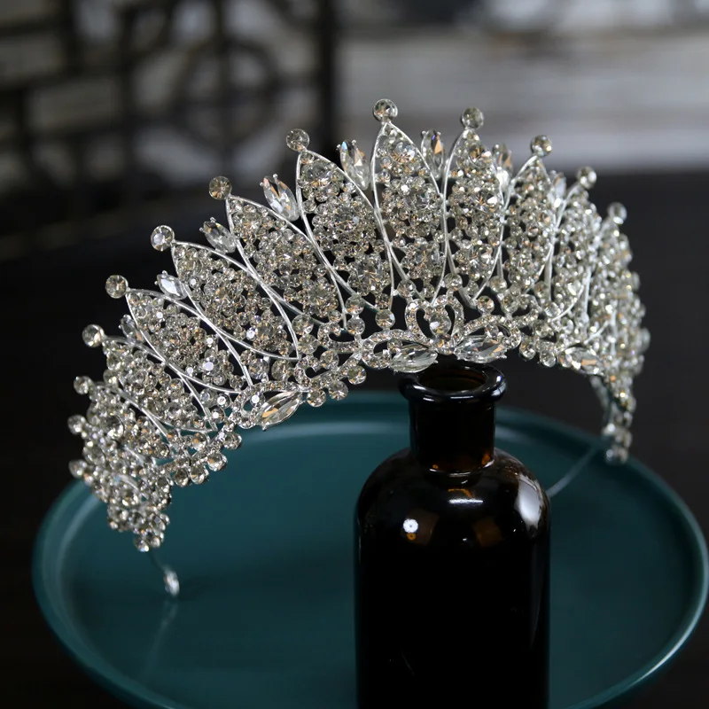 Baroque Luxury Handmade Crystal Bridal Tiaras Cubic Zircon Crown Rhinestone Pageant Diadem Headpieces Wedding Hair Accessories