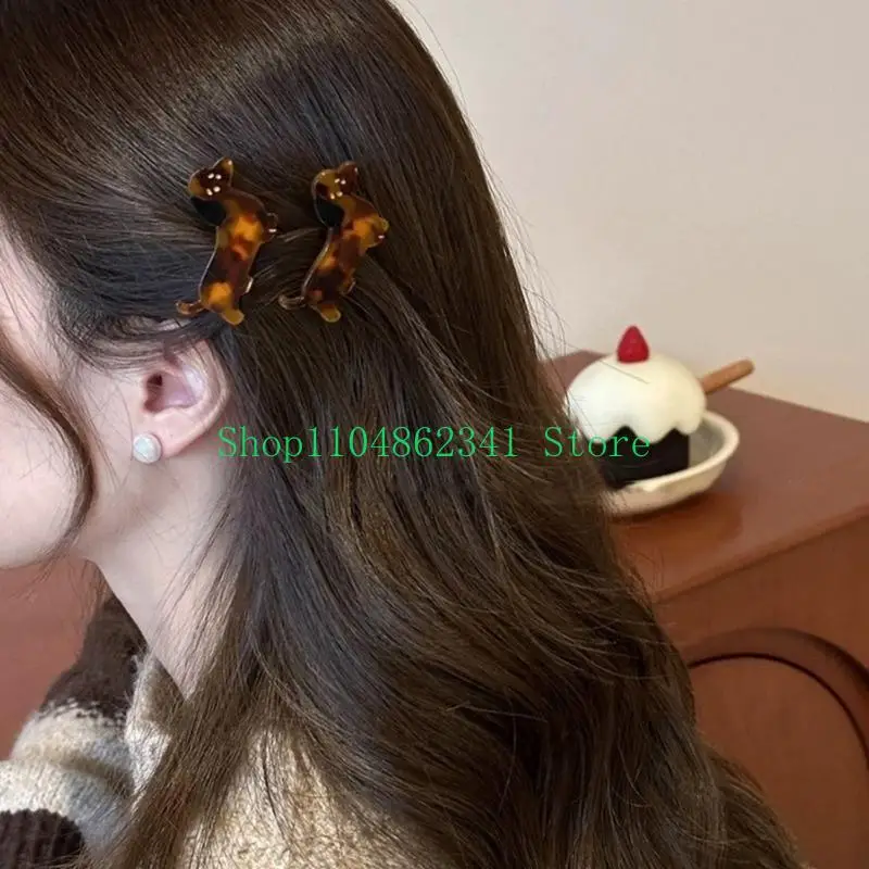 5ASD لطيف الكرتون مقطع الشعر مقطع Dachshund Girls Acrylic chrylic adorkable puppy