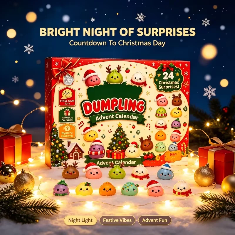 Christmas Dumpling Advent Calendar 24Pcs Mini Squishy Toys Countdown Blind Box Cute Stress Relief Squeeze Toy Xmas Surprise Gift
