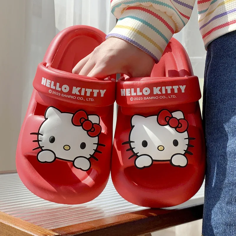 Miniso Sanrio Kuromi Eva kapcie damskie letnie łazienka kryty dom śliczne Hello Kitty odzież wierzchnia modne kapcie dziewczęce