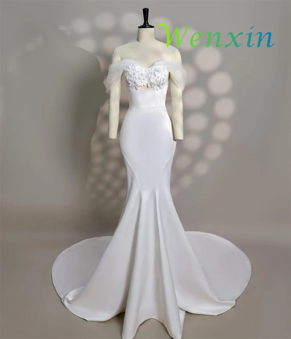 

Customized Mermaid High Quality White Evening Dress Temperament Off the Shoulder Homecoming Dresses Romantic Vestido De Festa