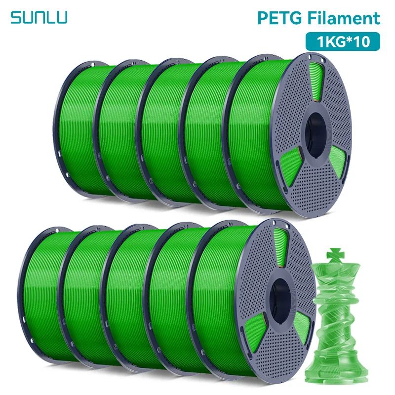 SUNLU 10KG PETG/ABS-filamenten 10 rollen 3D-filament 1KG/rol 1,75 mm 100% filamentlijnen op netjes voor 3D-printen vanuit EU VS