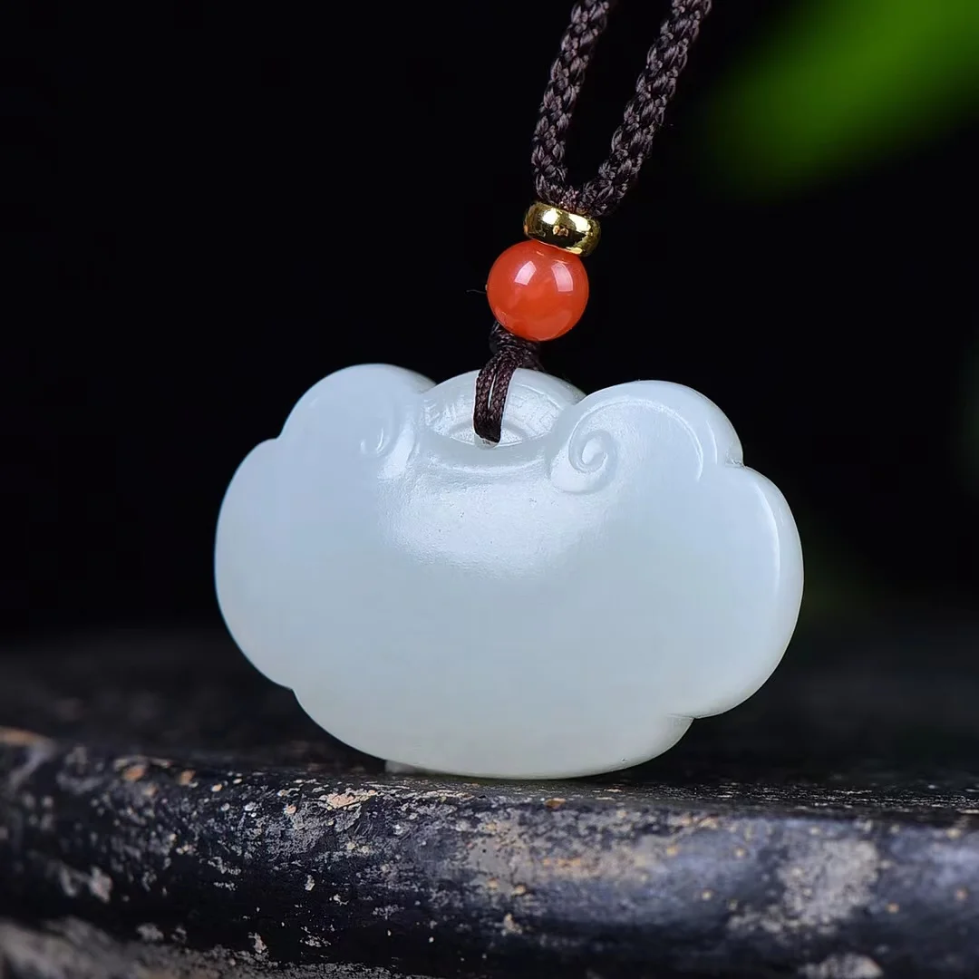 Hetian-Colgante de Jade con cierre de seguridad, joyería Simple y elegante, 1434 #