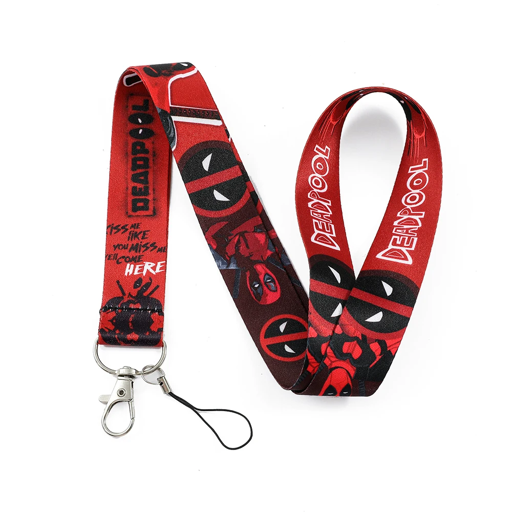 1pc Marvel Deadpool  Lanyard For Keys Keychain Badge Holder ID Credit Card Pass Hang Rope Lariat Phone Charm Gift