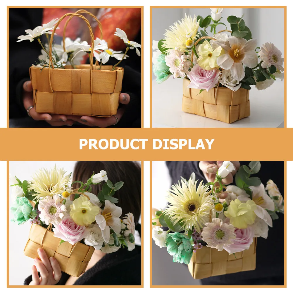Mini Wooden Woven Basket Fine Workmanship Multipurpose Storage for Kitchen Living Room Bedroom Shelf Decorative Natural Tabletop