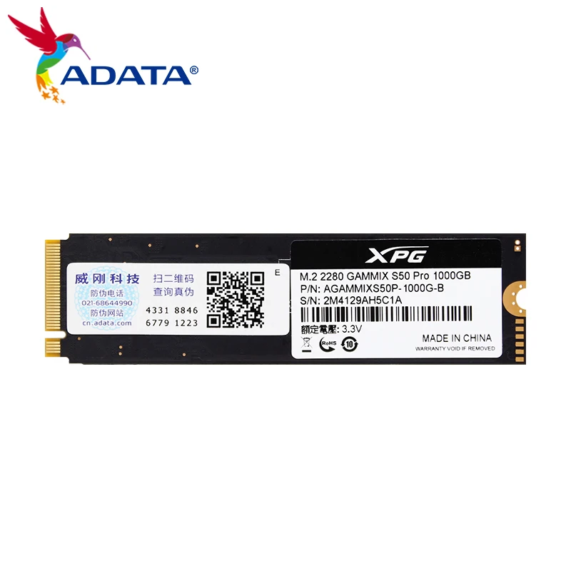 ADATA XPG GAMMIX S50 PRO Внутренний твердотельный накопитель 500 Гб 1TB2TB NVMe M2 SSD XPG PCIe4.0 твердотельный накопитель M.2 2280, жесткий диск