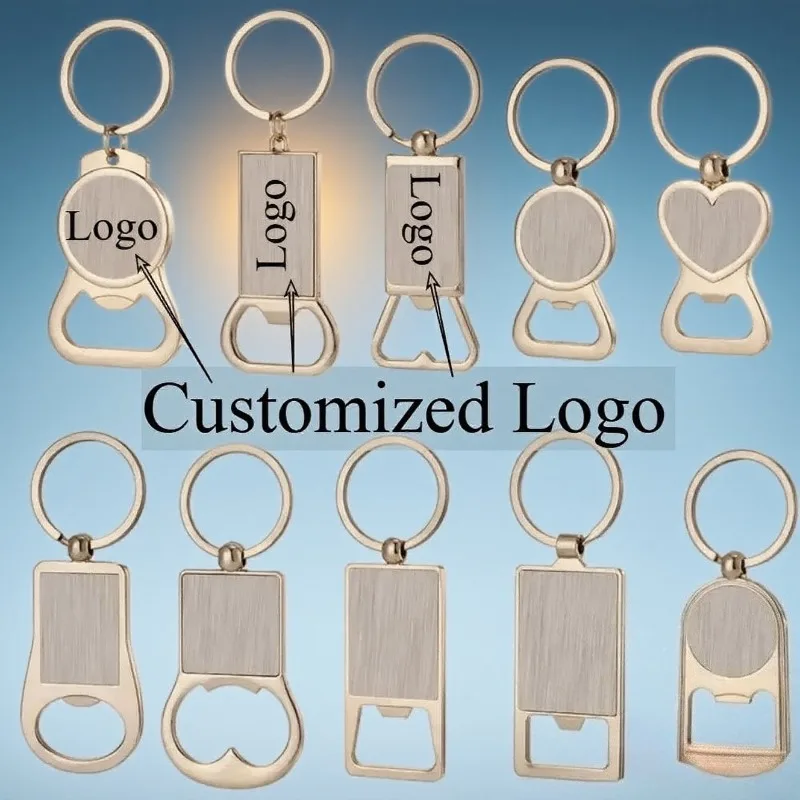 

Custom Laser Logo Beer Bottle Opener Keyring Metal Creative Keychain Stainless Steel Printing Activity Bar Key Ring Chain Gift