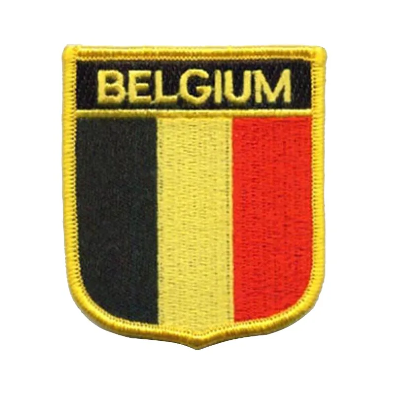 International Belgium Shield Flag Patch Tactical Morale Embroidered Applique Sew On Belgian National Emblem