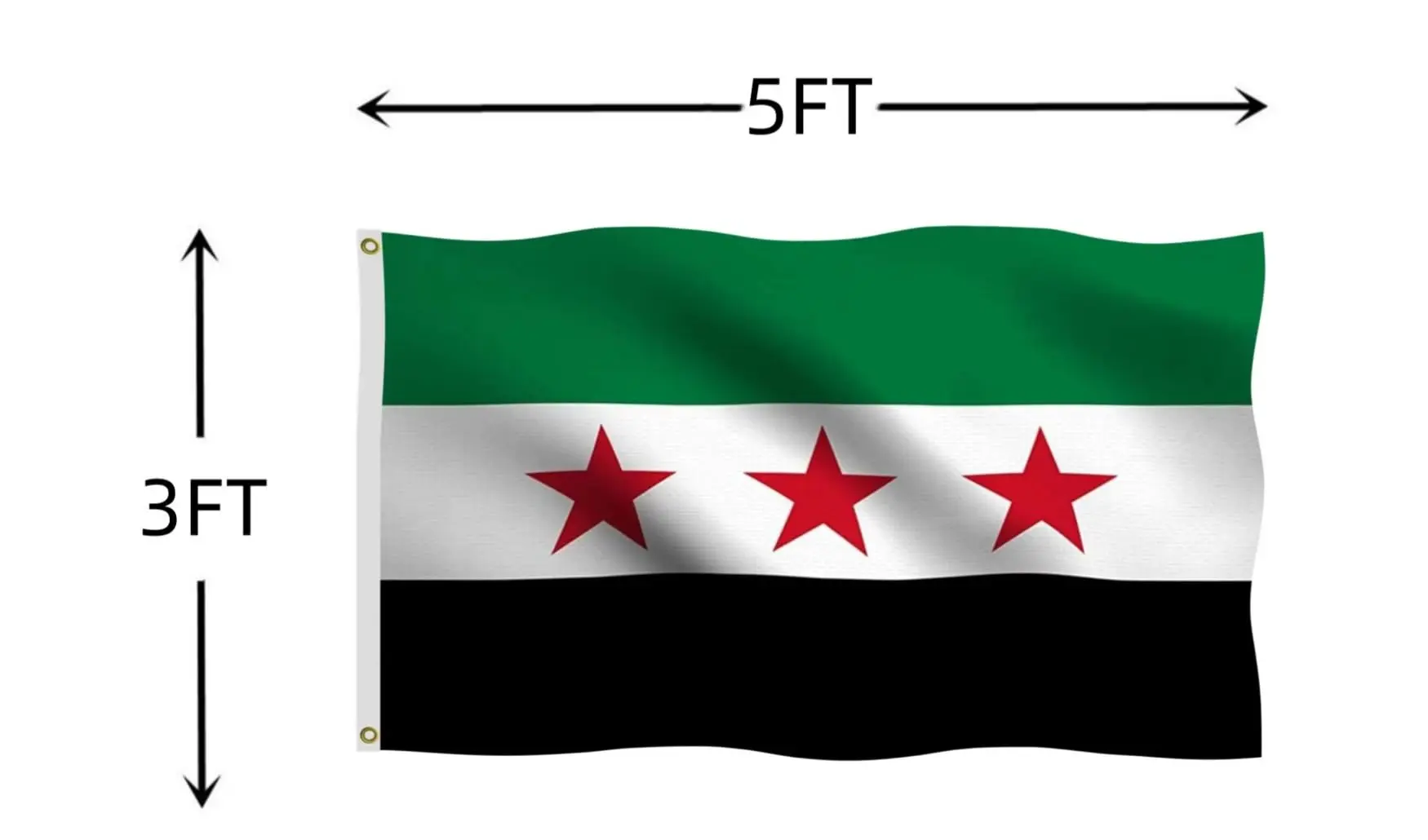 QFB 3x5ft Syria Flag 90 * 150cm Republic of Syria Flags Syrian National Council Independence Flag Banner for decoration