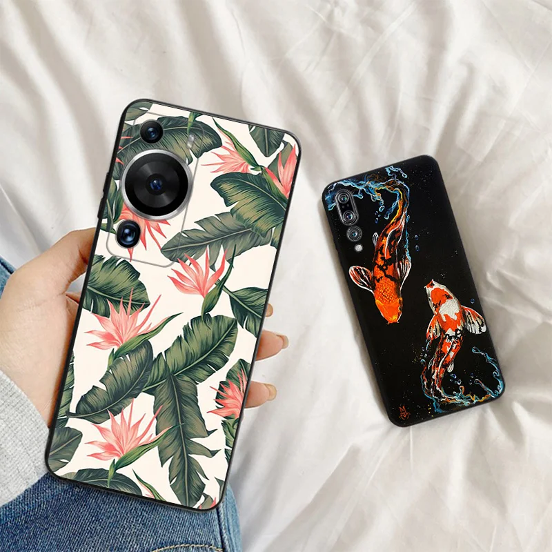 Phone Case For Motorola G200 One Fusion G30 G31 Huawei P20 P30 P40 P-Smart iphone6 Colorful Plants Goldfish Matte Soft Cover