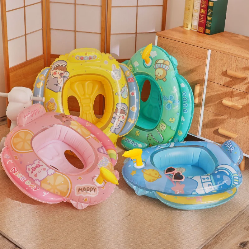 Thickened Children's Seat Ring with Water Gun Summer Kids Spraying Swimming Rings Baby's Pool Floating Circle Boias Para Piscina