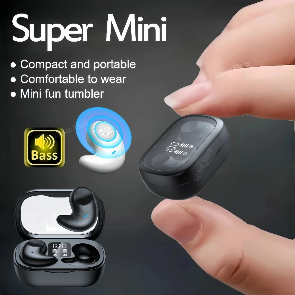 Invisible Mini Bluetooth 5.3 Headphones Wireless Noise Reduction Sleep Earphones Waterproof HD HiFi Headset Smart Touch Control