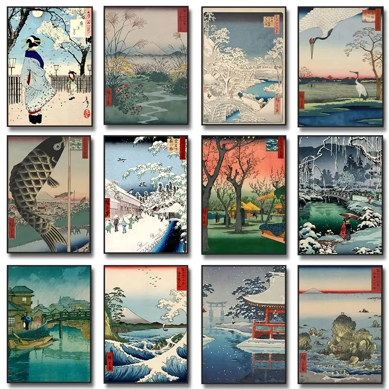 Ukiyo-e Kawase Hasui Artworks Wave ，boat,snow Landscape Art Poster Canvas Painting Wall Print Picture Room Home Decor
