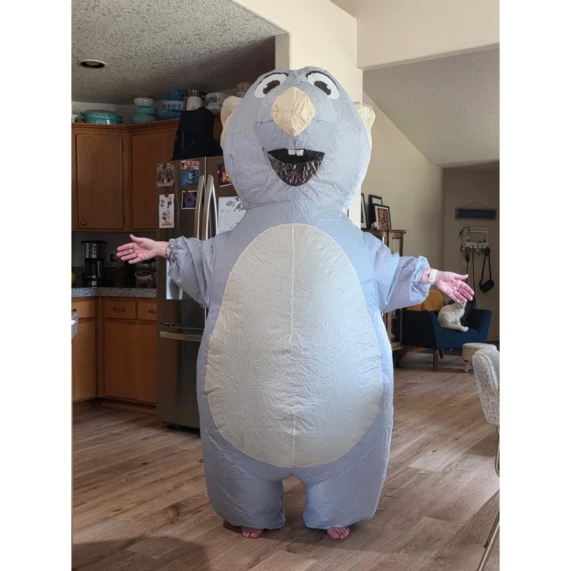 زي فأر قابل للنفخ للبالغين، بدلة فأر قابلة للنفخ، فستان مضحك لحفلات الهالوين، زي أداء حفلات العطلات